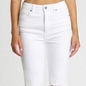 eunina - Ally Ultra High Rise Straight Crop White Distressed Jeans (NWT)